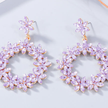 Rhinestone Flower Dangle Earrings - Image 5