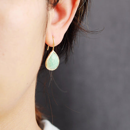 Handmade Natural Stone Teardrop Earrings - Image 2