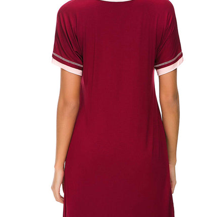 Contrast Trim Short Sleeve Lounge Dress - Image 12