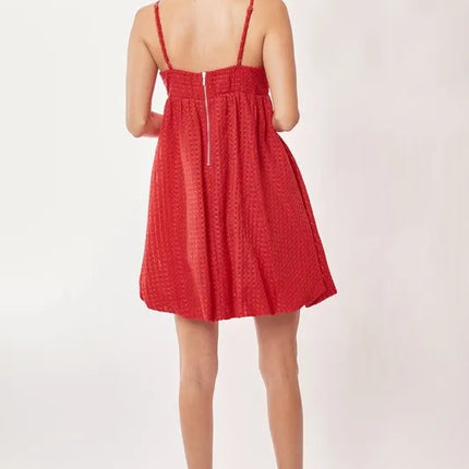 Davi & Dani Textured Sweetheart Neckline Bubble Hem Dress - Image 10