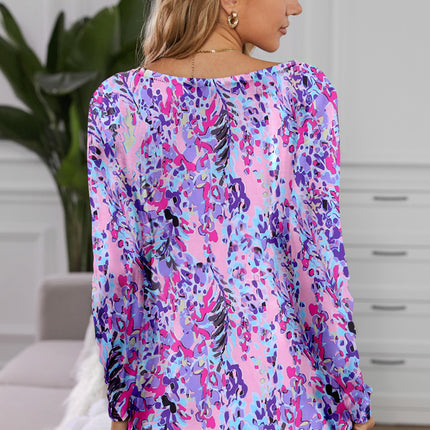 Round Neck Printed Top and Shorts Lounge Set - Image 5