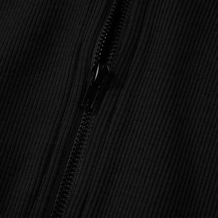 French Terry Zipped Collar Sleeveless Drawstring Waist Mini Dress - Image 9