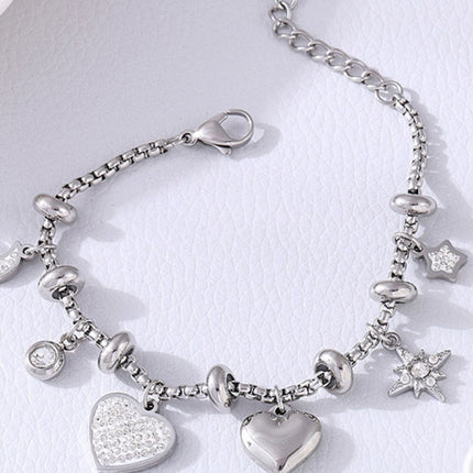 Titanium Steel Inland Zircon Heart Charm Bracelet - Image 4