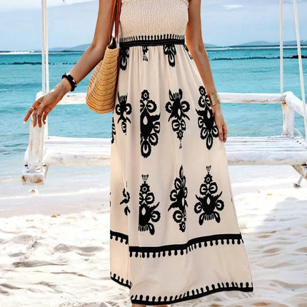 Smocked Printed Wide Strap Maxi Dress - Image 7