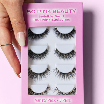 SO PINK BEAUTY Faux Mink Eyelashes Variety Pack 5 Pairs - Image 1