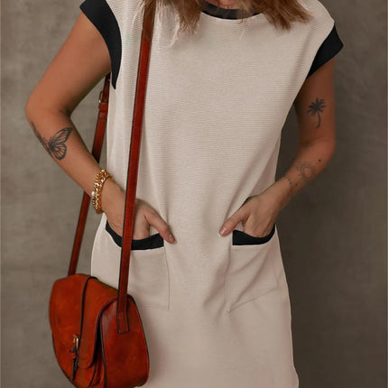 Round Neck Cap Sleeve Mini Dress - Image 6