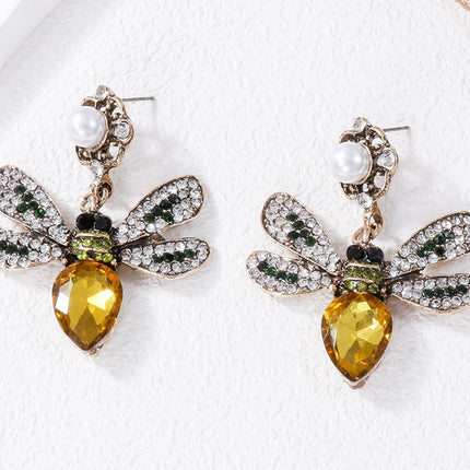 Natural Stone Bee Dangle Earrings - Image 3