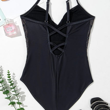 Embroidered V-Neck One-Piece Swimwear - Image 3