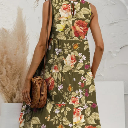 FAM-FAM Tiered Printed Round Neck Sleeveless Dress - Image 8