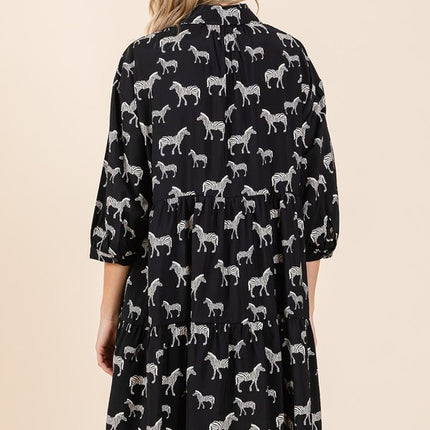 Mittoshop Zebra Print Button Down Shirt Mini Dress - Image 6