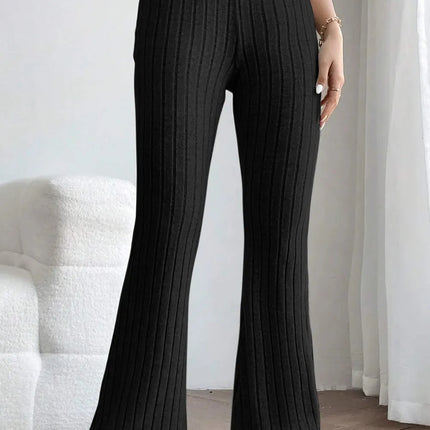 Basic Bae Full Size Ribbed High Waist Flare Pants - Image 3