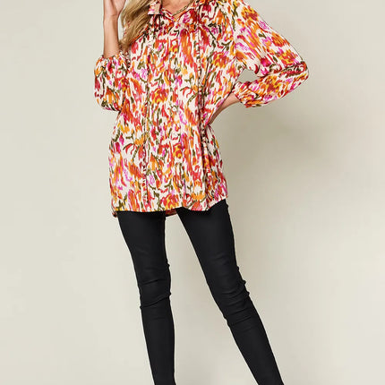 Double Take Full Size Printed Button Up Long Sleeve Shirt - Image 4