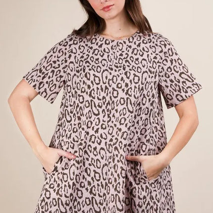 VERY J Leopard Printed Comfy Mini Dress - Image 2
