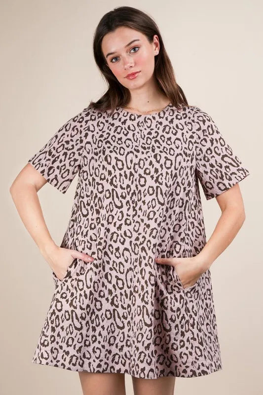 VERY J Leopard Printed Comfy Mini Dress