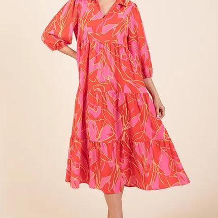 Mittoshop Tiered Printed Collared Neck Midi Dress - Image 7