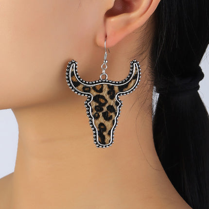 Alloy Animal Print Cow Head Earrings - Image 5