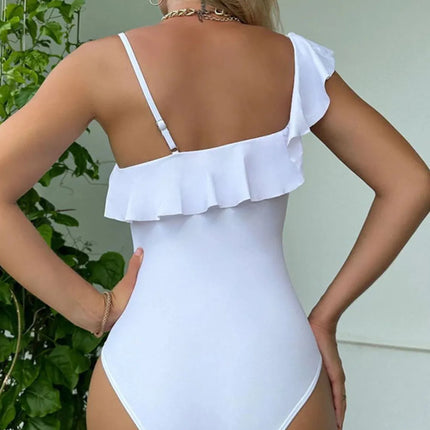 Asymmetrical Ruffled One-Piece Swimwear - Image 3