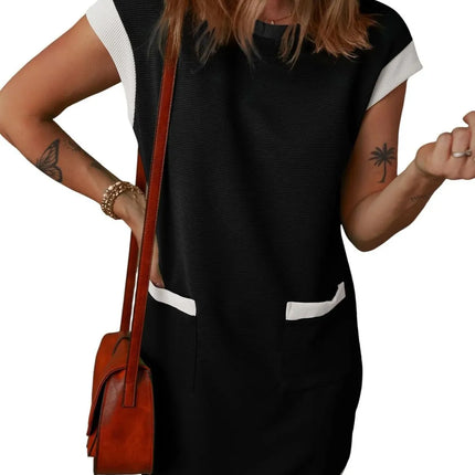 Round Neck Cap Sleeve Mini Dress - Image 13