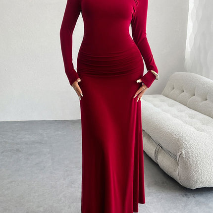 Devine Ruched Long Sleeve Maxi Dress - Image 1