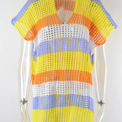 Slit Color Block V-Neck Cover-Up - Image 3