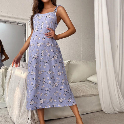 Printed Tie Shoulder Midi Night Dress - Image 6