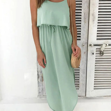 Tied Side Slit Midi Cami Dress - Image 1