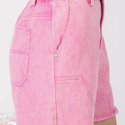 VERY J  Washed Raw Hem Denim Shorts - Image 3