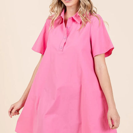 Mittoshop Poplin Collar Pleated Back Mini Dress - Image 4