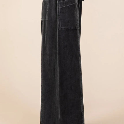 Mittoshop Mineral Wash Wide Leg Elastic Waist Twill Pants - Image 3