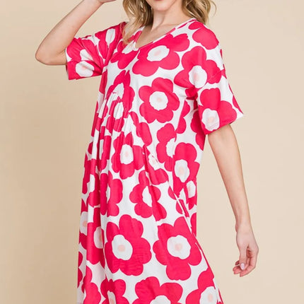 BOMBOM Flower Print Ruched Dress - Image 4