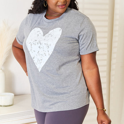 Simply Love Heart Graphic Cuffed Short Sleeve T-Shirt - Image 3
