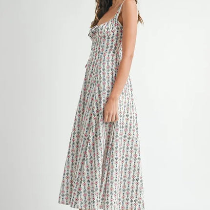 MABLE Floral Print Bustier Back Lace Up Midi Dress - Image 7