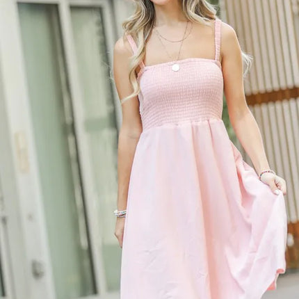 And The Why Smocking Open-Back Sleeveless Midi Dress - Image 1