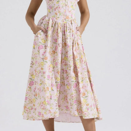 Floral V-Neck Sleeveless Midi Dress with Pockets - Image 12