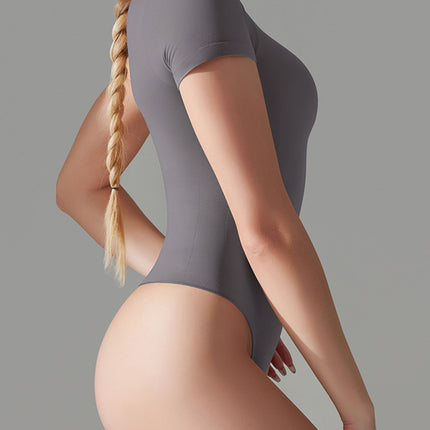 Round Neck Short Sleeve Active Bodysuit - Image 5