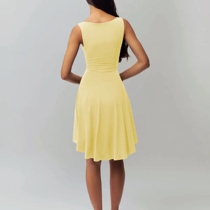 High-Low Round Neck Sleeveless Dress - Image 2