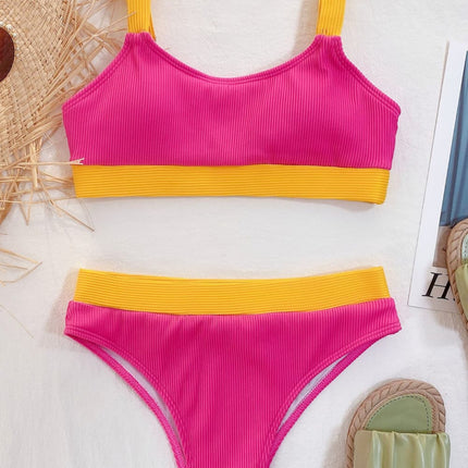Color Block Scoop Neck Bikini Set - Image 2