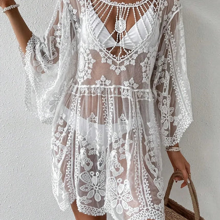 Lace Round Neck Cover-Up - Image 1