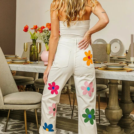 BiBi Flower Print Straight Legs Pants - Image 5