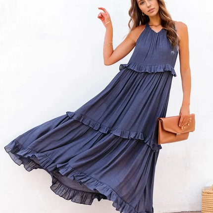 Ruffled Sleeveless Tiered Maxi Dress with Pockets - Image 12
