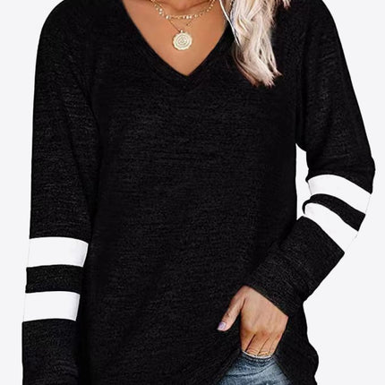 Striped Contrast Raglan Sleeve Top - Image 4