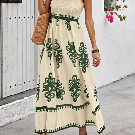 Smocked Printed Wide Strap Maxi Dress - Image 11