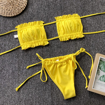 Frill Trim Ruched Bikini Set - Image 23