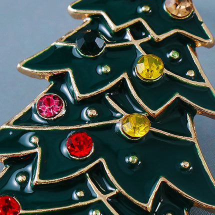 Alloy Inlaid Rhinestone Christmas Tree Earrings - Image 4