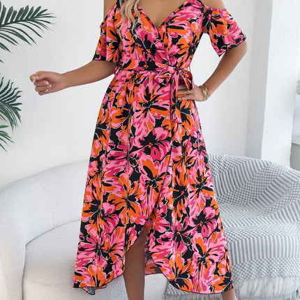 Printed Cold Shoulder Midi Cami Dress - Image 1