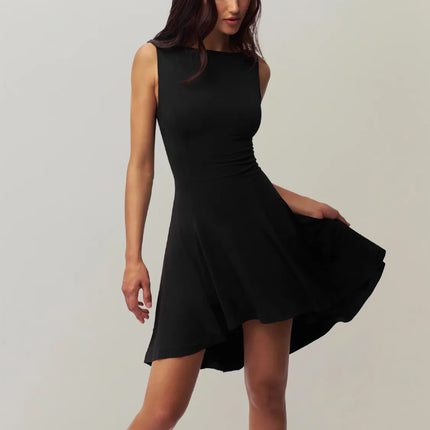 High-Low Round Neck Sleeveless Dress - Image 8