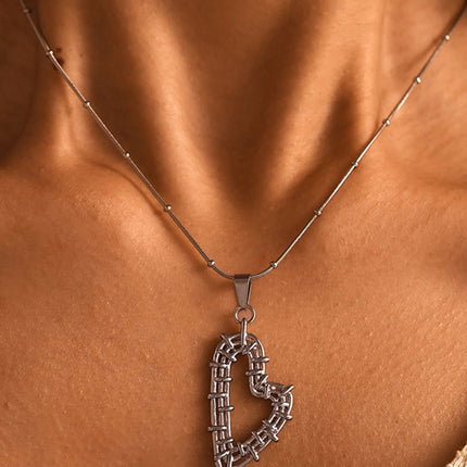 Stainless Steel Heart Earrings and Necklace Set - Image 5
