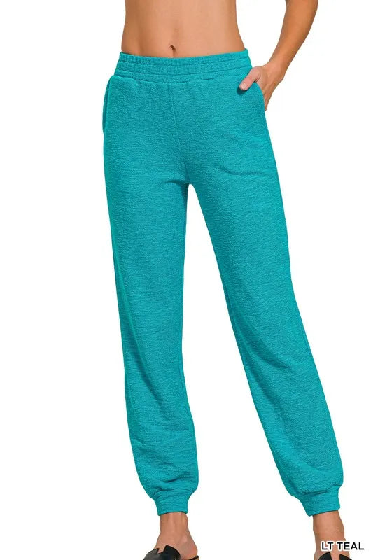 Zenana Cotton Slub Jogger Pants