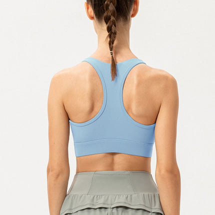 Zip-Up Round Neck Sports Bra - Image 6
