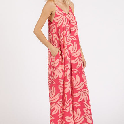 Mittoshop Printed V-Neck Maxi Cami Dress with Pockets - Image 3